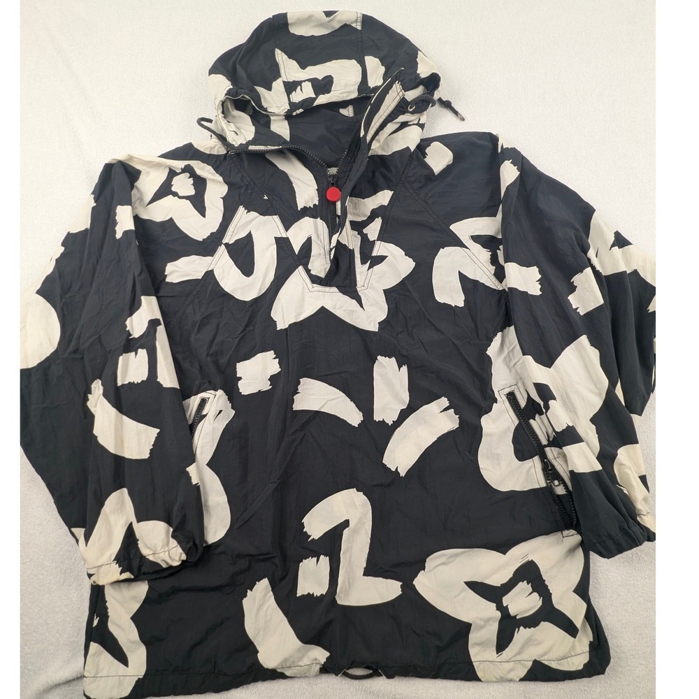 Mistral Womens Abstract Floral Windbreaker Jacket Boarding 1/4 Zip Hooded M Vtg